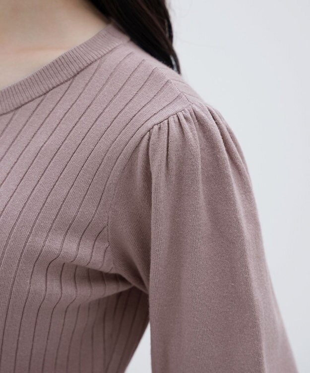 Tiaclasse L リブニットパフスリーブワンピース モカ