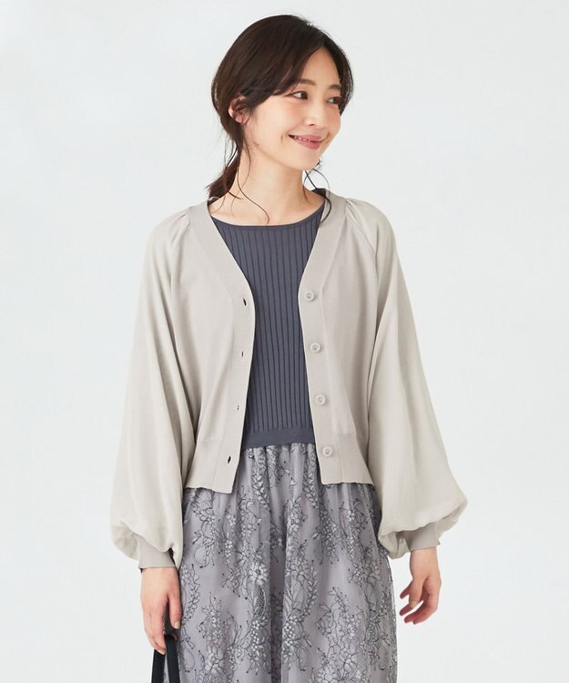 ANY SIS 【洗える】シアースリーブ カーディガン アイスグレー