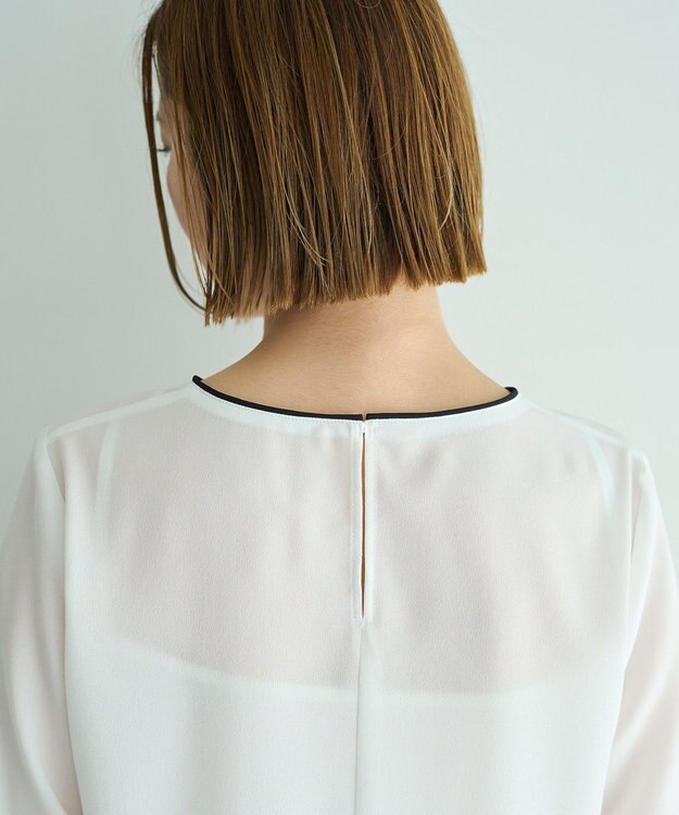 YECCA VECCA 配色パイピングブラウス Off White