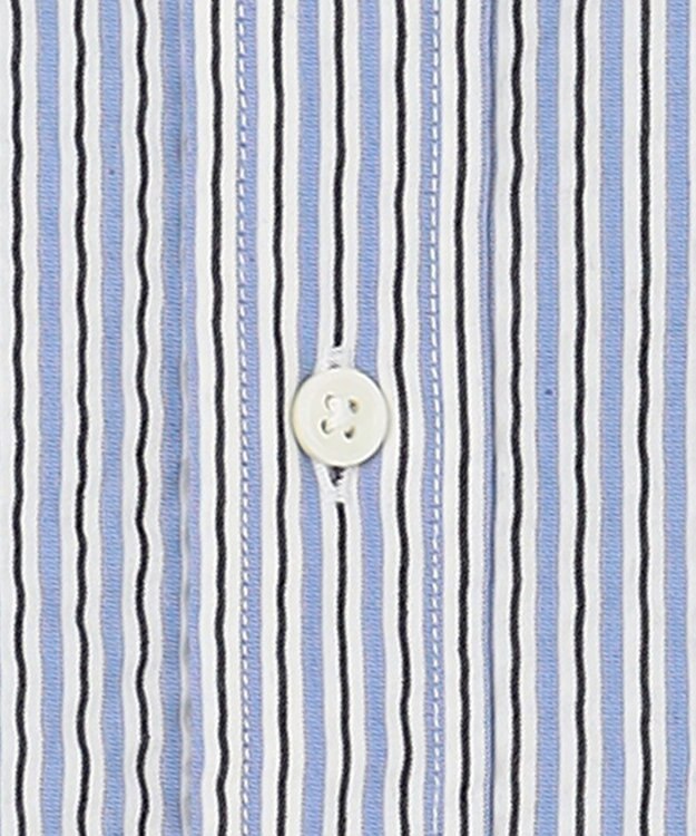 J.PRESS MEN 【クールマックス】サッカーマルチストライプ バンドカラーシャツ サックスブルー系1