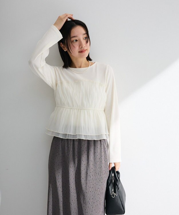 Green Parks オーガンジービスチェドッキングプルオーバー Ecru