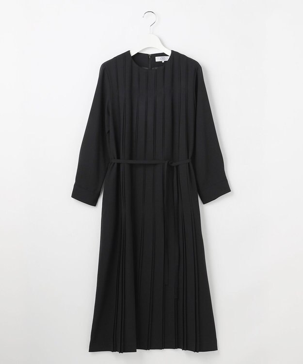 J.PRESS LADIES 【人気定番素材】ノルディス2wayジョーゼット フルフロント プリーツ ワンピース ブラック系