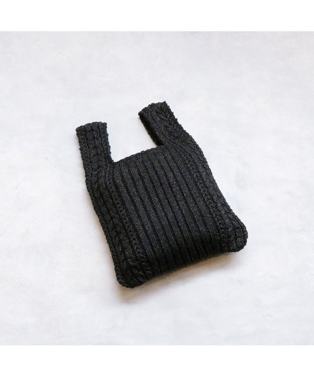 UNBILLION カシュカシュ cachecache / ケーブル編みラメショッパーミニトート ブラック