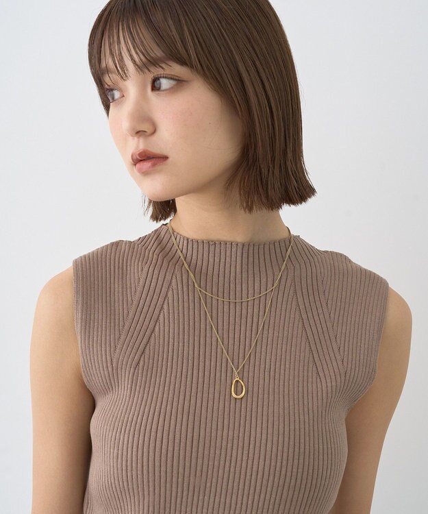 earth music&ecology ランダムリブボトルネックノースリーブニット Mocha