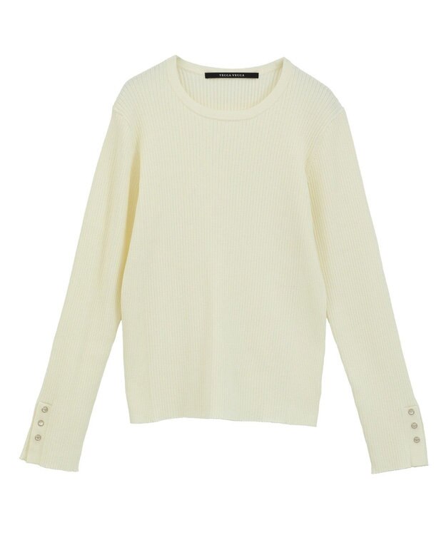 YECCA VECCA 袖釦クルーネックリブニット Light Blue