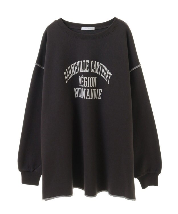 Green Parks 裏起毛配色ステッチロゴチュニック Dark Gray