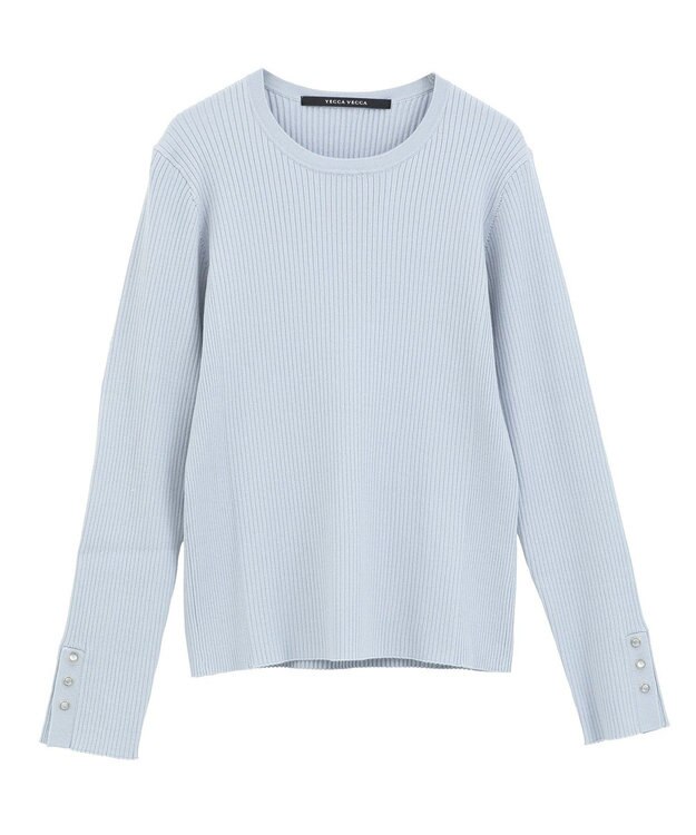 YECCA VECCA 袖釦クルーネックリブニット Light Blue