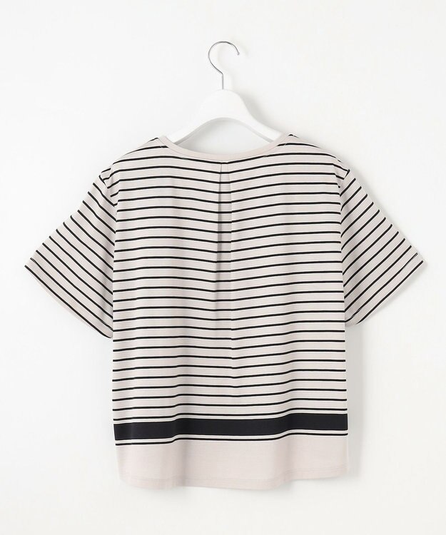 J.PRESS LADIES S 【洗える】パネルボーダー Tシャツ ベージュ×ブラック系