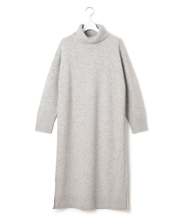 23区 L 【洗える】ウールカシミヤ タートルネック ニットワンピース ライトグレー系