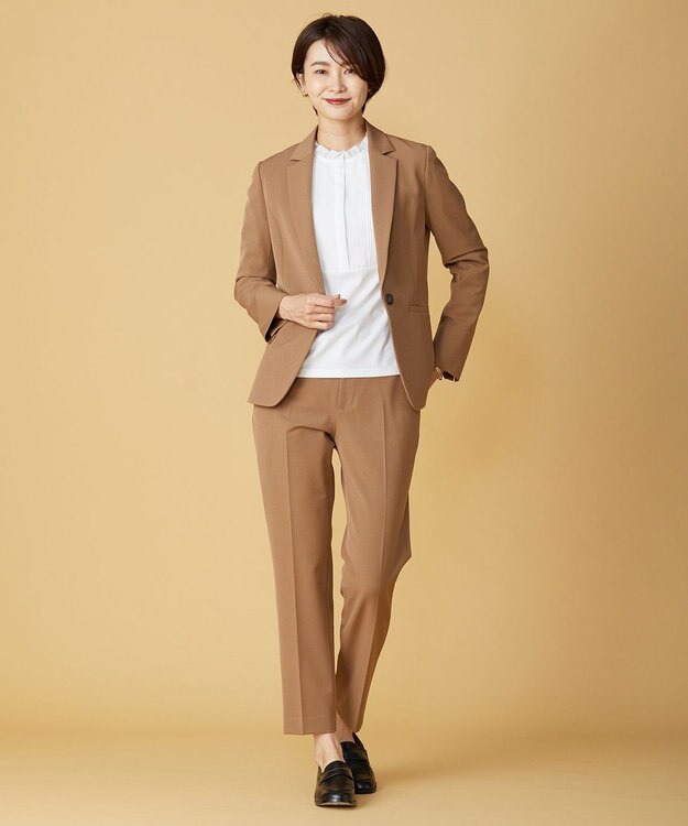 J.PRESS LADIES 【洗える】アルガンシルク テーパード パンツ キャメル系