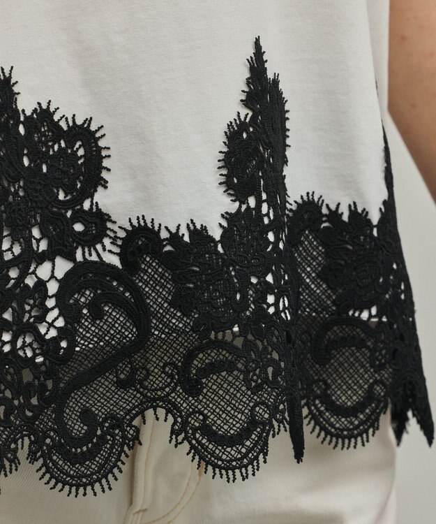 GRACE CONTINENTAL レースヘムロゴTシャツ ホワイト