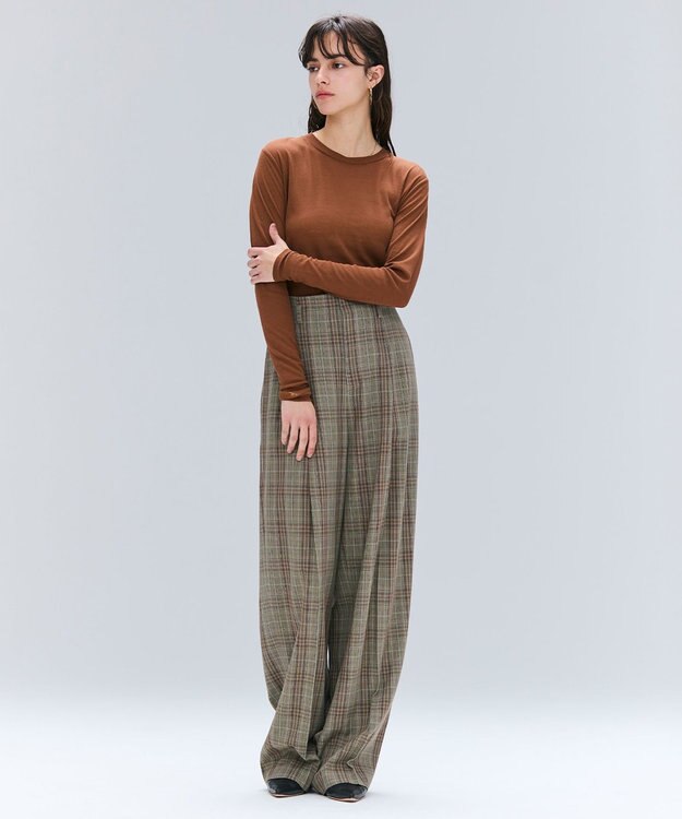 BEIGE， 【洗える】SORE / シアーコットンクルーネックカットソー Brown