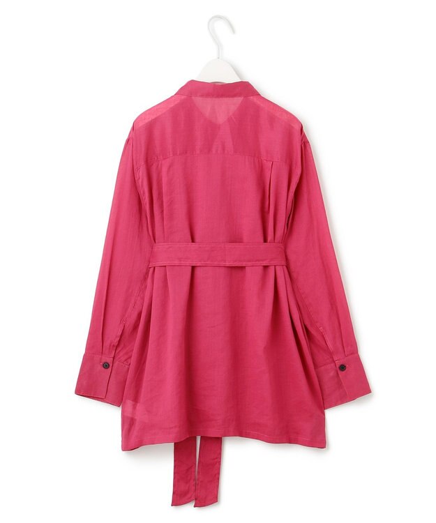 ICB L 【洗える】ラミーコットンボイル シアーシャツ フューシャピンク系