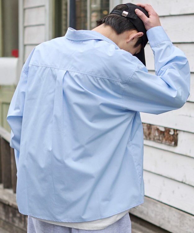 WEGO 【ユニセックス着用ITEM/MLサイズ展開】クロップドブロードシャツ サックス