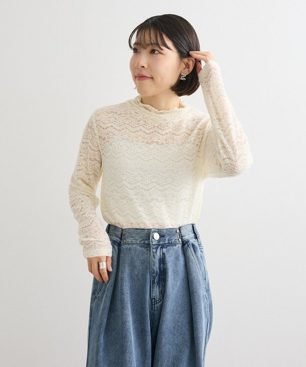 Green Parks 起毛レースプルオーバー White