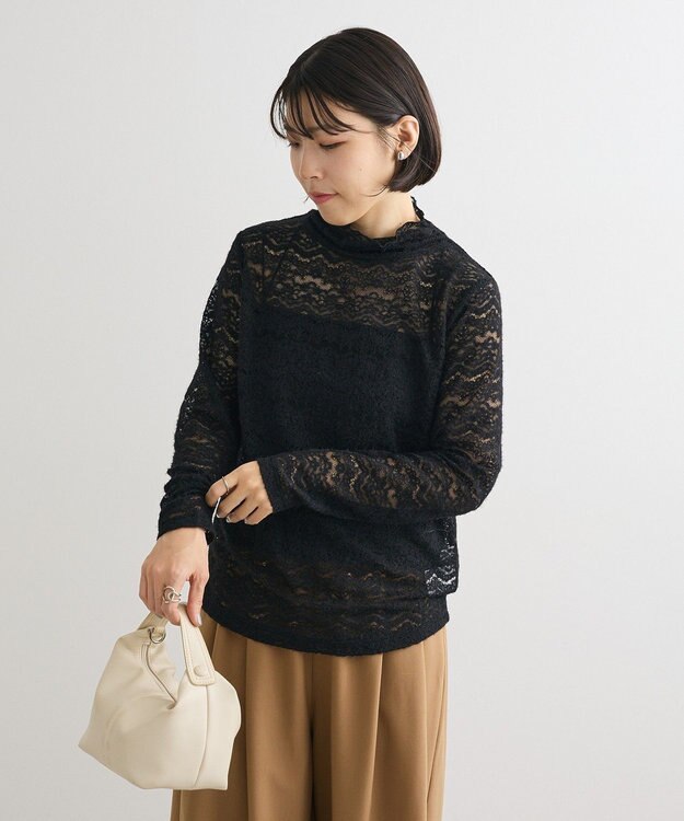 Green Parks 起毛レースプルオーバー Black