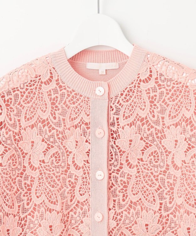 自由区 S 【洗える】レースコンビニット カーディガン ライトピンク