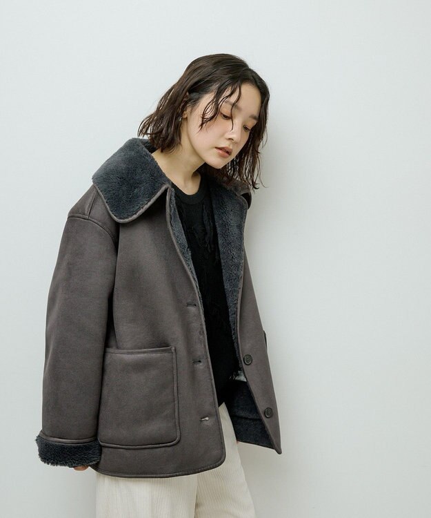 Green Parks フェイクムートンジャケット Charcoal Gray