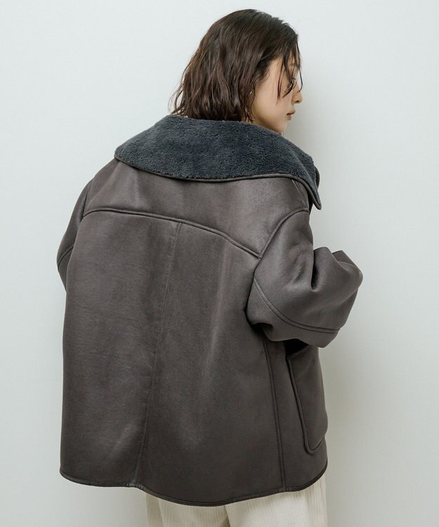 Green Parks フェイクムートンジャケット Charcoal Gray