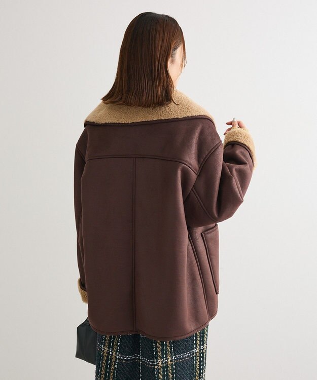 Green Parks フェイクムートンジャケット Brown