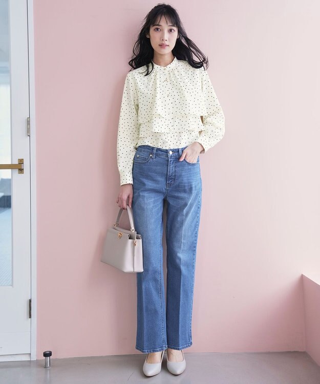 ANY SIS ラッフルレイヤード ブラウス アイボリードット