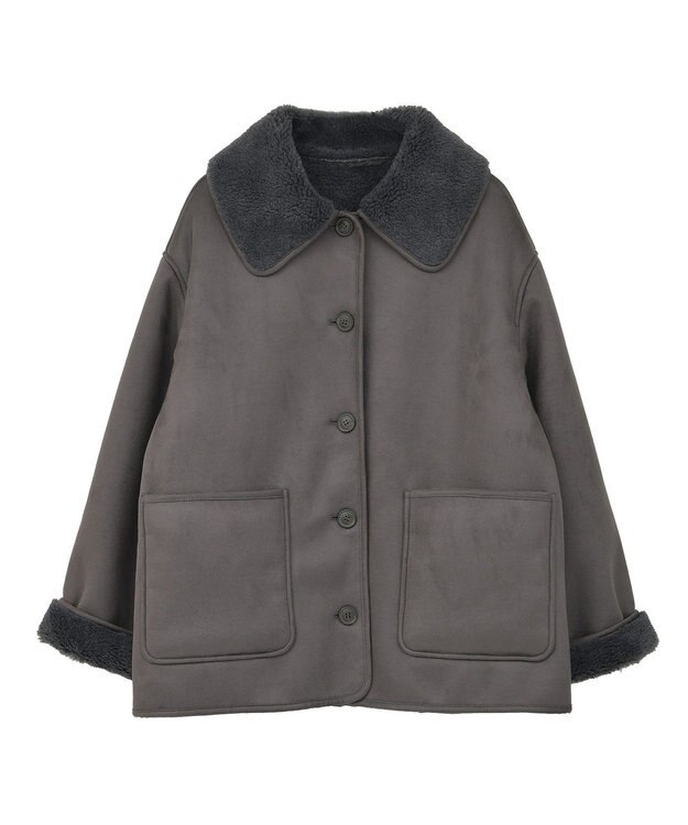 Green Parks フェイクムートンジャケット Charcoal Gray