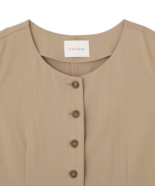 Green Parks クルーネック多釦ジレ Mocha