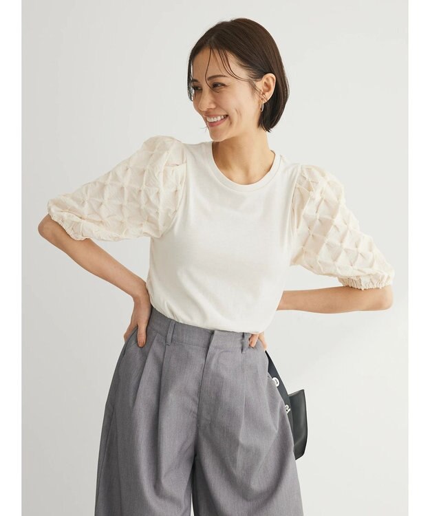 Green Parks ・ＳＵＧＡＲ　ＳＰＯＯＮ　フハクドットスリーブＴＥＥ Ivory