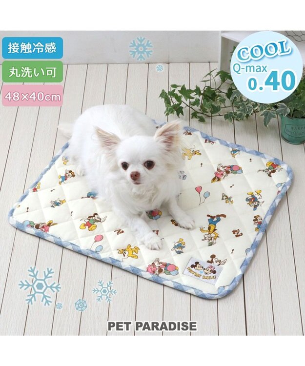 PET PARADISE ディズニー ミッキーマウス クールマット 《風船柄》 Ｓ ホワイト×ブルー