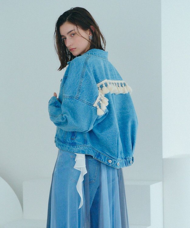 YECCA VECCA フリンジデニムジャケット Light Indigo