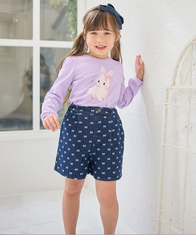 ANY KIDS ガーリーアート 長袖Tシャツ ラベンダー（ウサギ）
