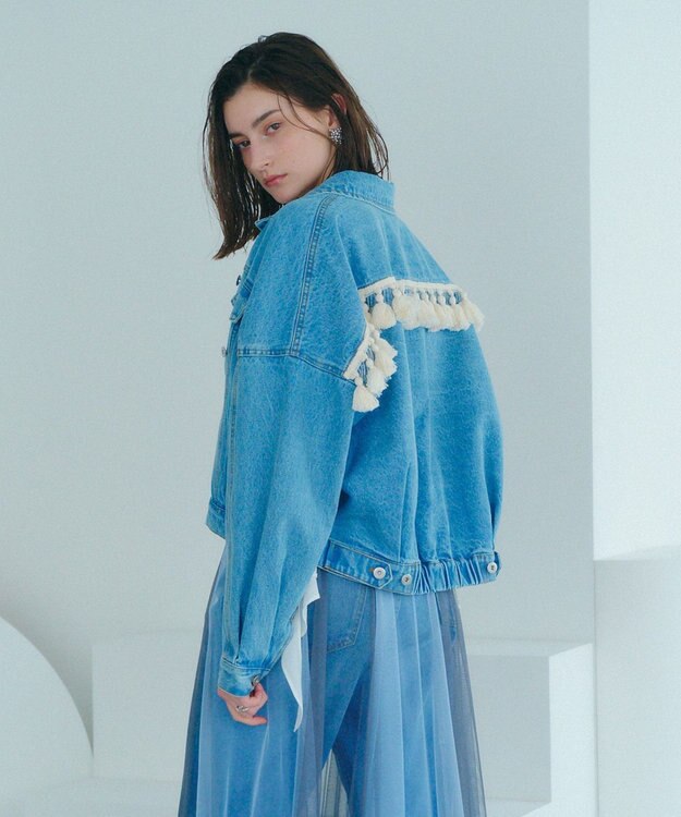 YECCA VECCA フリンジデニムジャケット Light Indigo