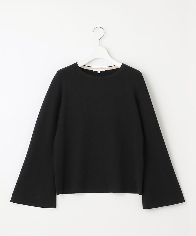 自由区 S 【セットアップ対応・洗える】レーヨンストレッチフレアスリーブ ニット ブラック系