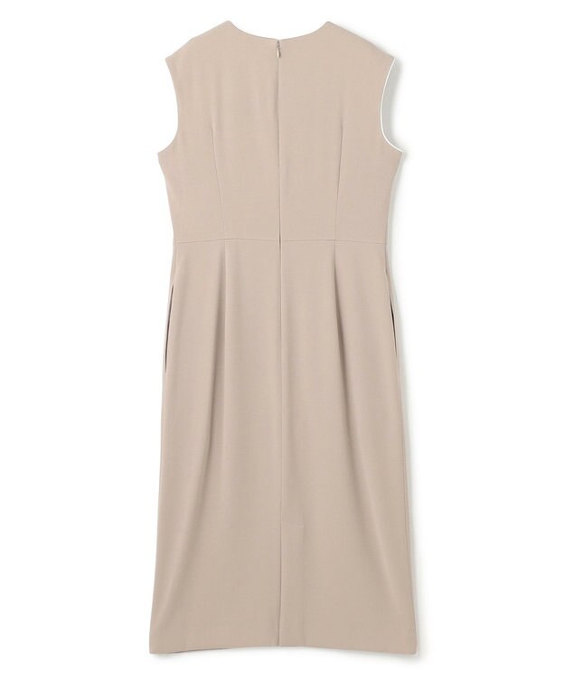 BEIGE， 【洗える・L-size】CINDY / クルーネックノースリーブワンピース Taupe × White