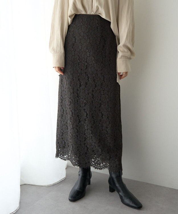 YECCA VECCA レースナロースカート Charcoal Gray