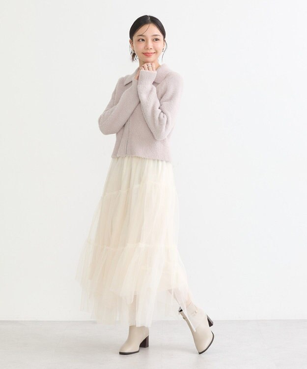 earth music&ecology シャギージップカーディガン Lavender