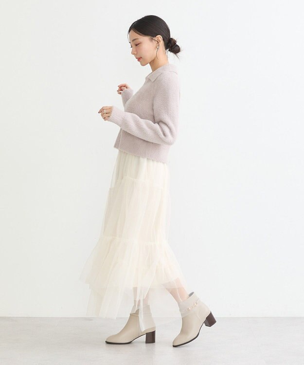 earth music&ecology シャギージップカーディガン Lavender