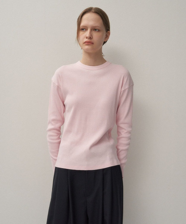 ATON RECYCLE SUVIN RIB | ロングスリーブＴシャツ PINK