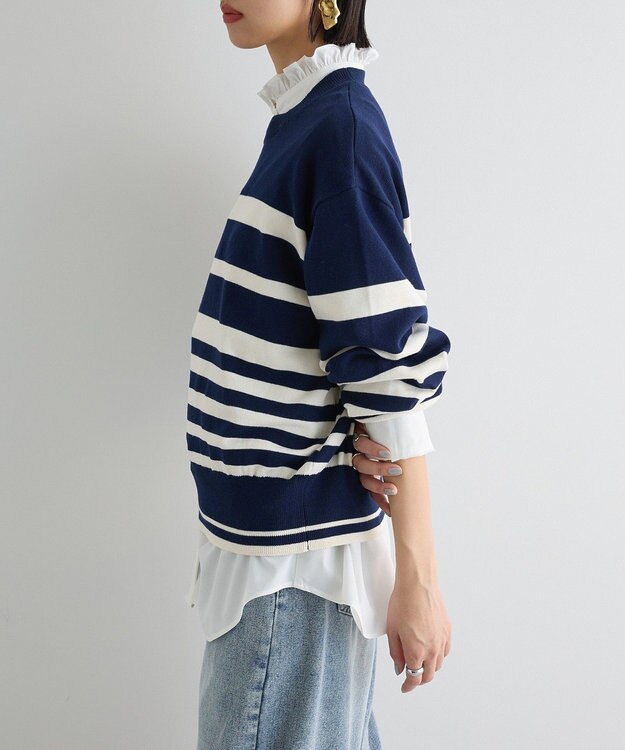 Green Parks スウェットライクニットプルオーバー Navy