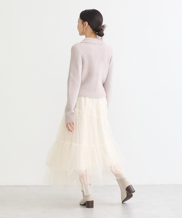 earth music&ecology シャギージップカーディガン Lavender