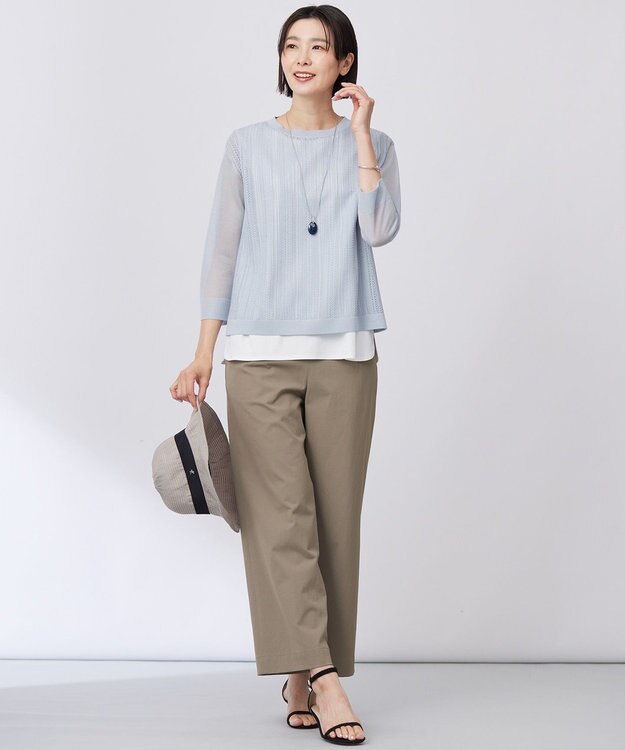 J.PRESS LADIES 【WEB限定カラーあり・洗える】Vis/Peスパーク シアー ニット サックス系