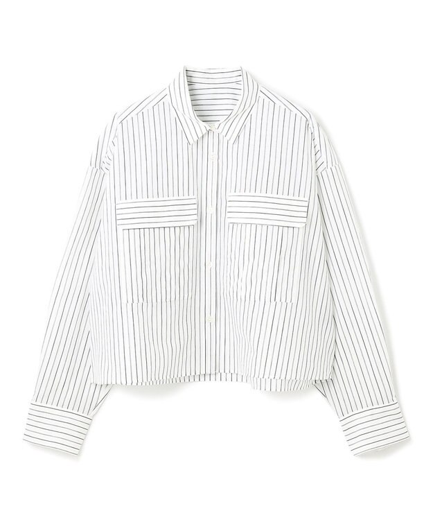 UNFILO シアークロップドシャツ モノトーンストライプ