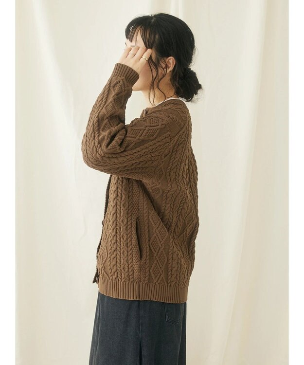 CRAFT STANDARD BOUTIQUE リサイクルポリエステルケーブルカーディガン Brown