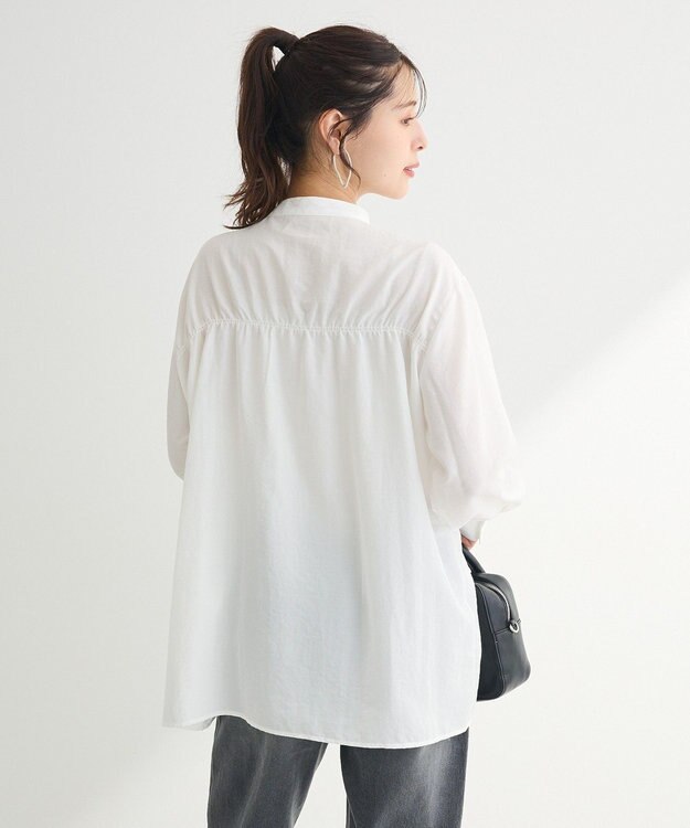 Green Parks シャーリングシャツチュニック Ivory