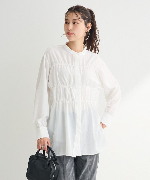 Green Parks シャーリングシャツチュニック Ivory