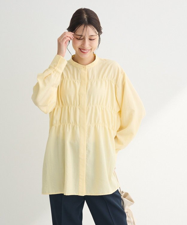 Green Parks シャーリングシャツチュニック Light Yellow