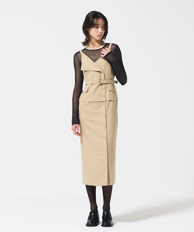 GRACE CONTINENTAL タイトテーラージャンパースカート ベージュ