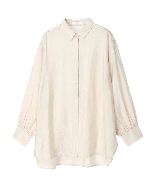 Green Parks レギュラーカラーシアーシャツ Gray Beige