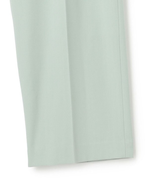 23区 L ナチュラルストレッチサキソニー タック ワイドパンツ ミント系