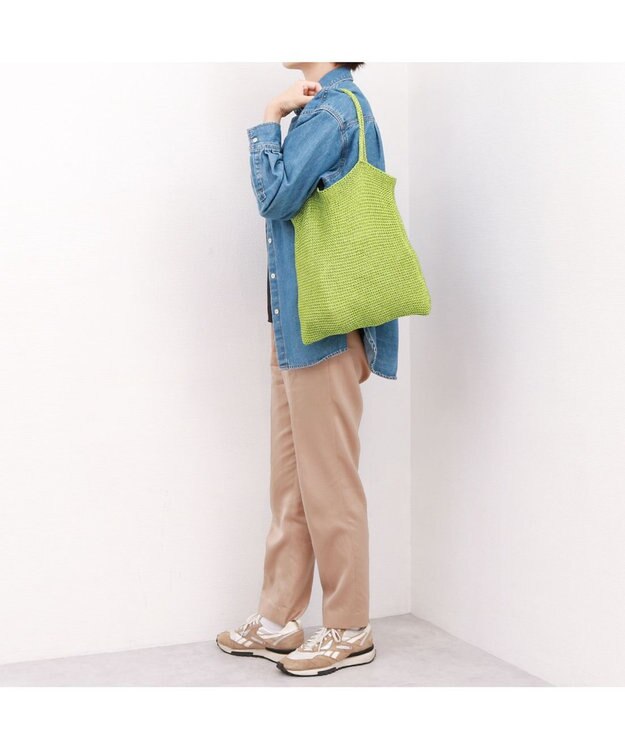 UNBILLION カシュカシュ cachecache / ラメ糸編みトートバッグ グリーン